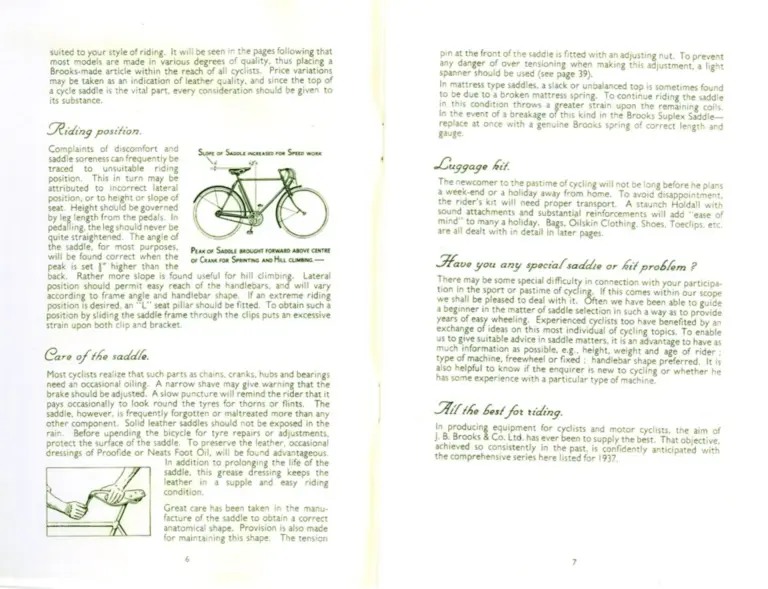 Brooks 1937 Catalog — The Brooks Book of Saddles and Kit (List No. 247) — page 5 of 16