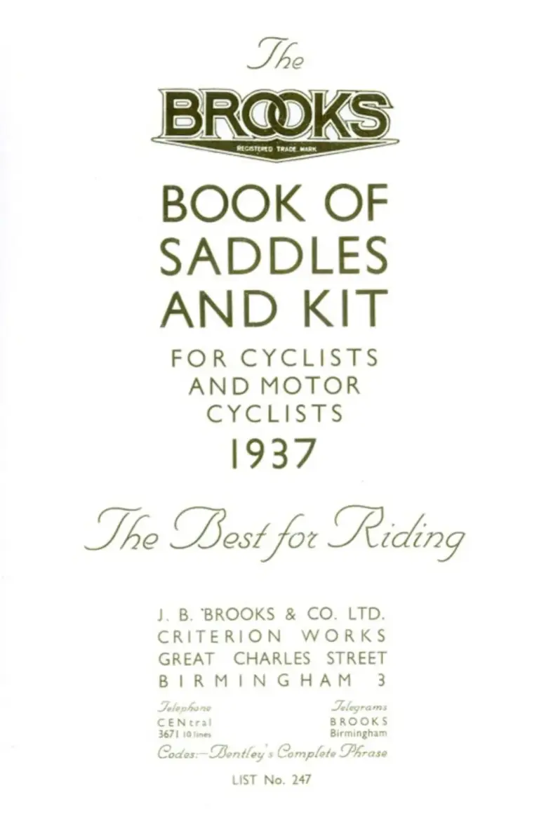Brooks 1937 Catalog — The Brooks Book of Saddles and Kit (List No. 247) — page 2 of 16