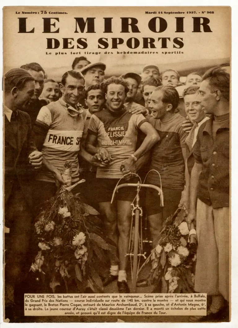 Le Miroir des Sports 14 September 1937 Cover — Pierre Cogan Wins the Grand Prix des Nations — page 1 of 1