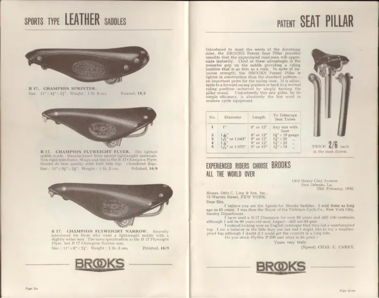 Brooks 1938 Catalog — Saddle-Comfort (List No. 265, 2nd Edition) — page 5 of 10