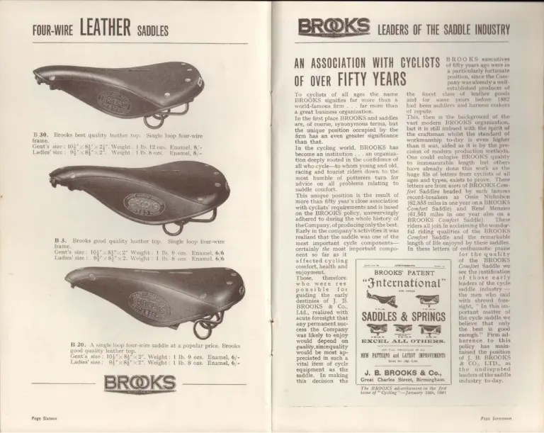 Brooks 1938 Catalog — Saddle-Comfort (List No. 265, 2nd Edition) — page 6 of 10