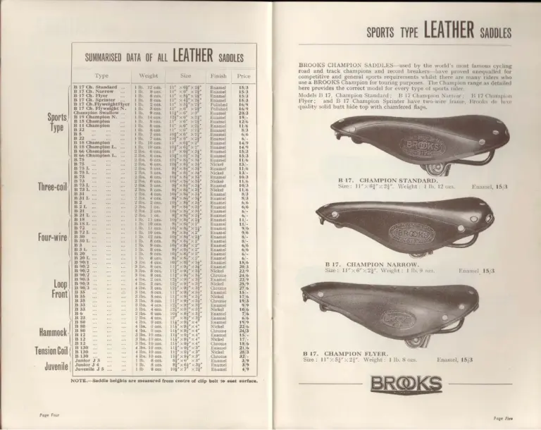 Brooks 1938 Catalog — Saddle-Comfort (List No. 265, 2nd Edition) — page 4 of 10