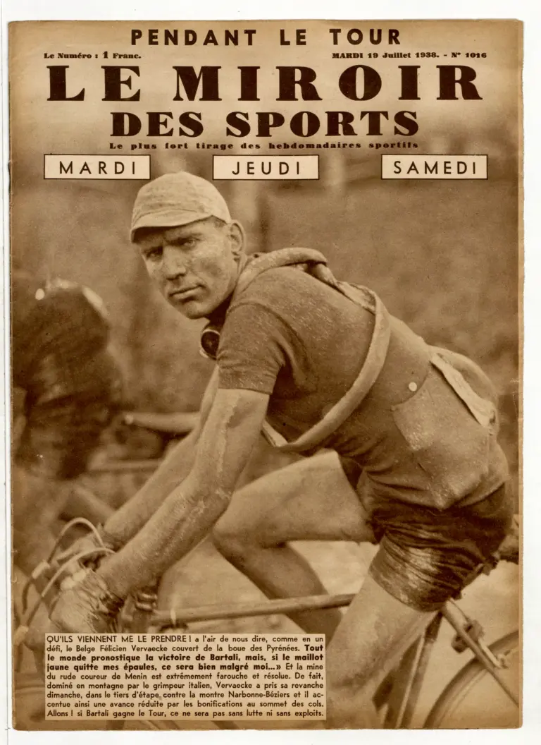 Le Miroir des Sports 19 July 1938 Cover — Vervaecke in Yellow, Caked in Pyrenean Mud — page 1 of 1