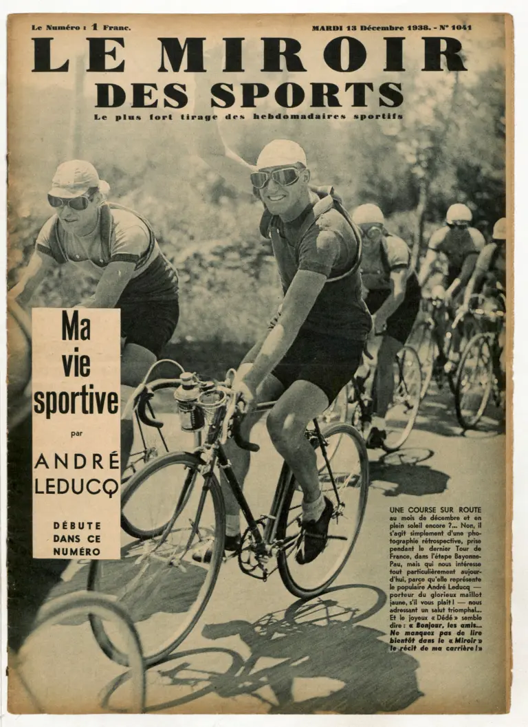 Le Miroir des Sports 13 December 1938 Cover — Leducq in Yellow — Ma Vie Sportive Begins — page 1 of 1