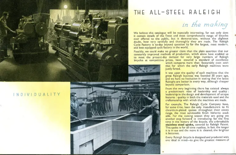 Raleigh 1938 Catalog — The All-Steel Bicycle and Its Production — page 6 of 40