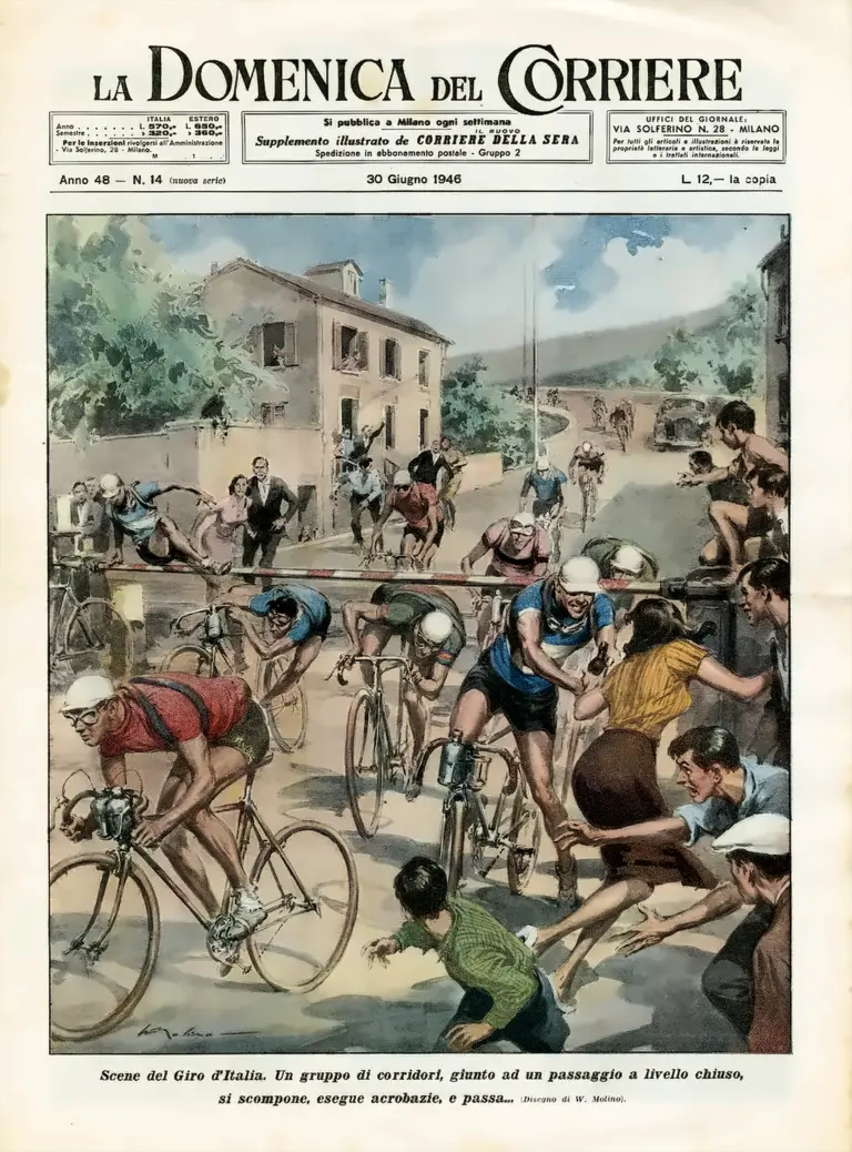 La Domenica del Corriere 30 June 1946 Cover — Giro d’Italia, the Closed Level Crossing — page 1 of 1