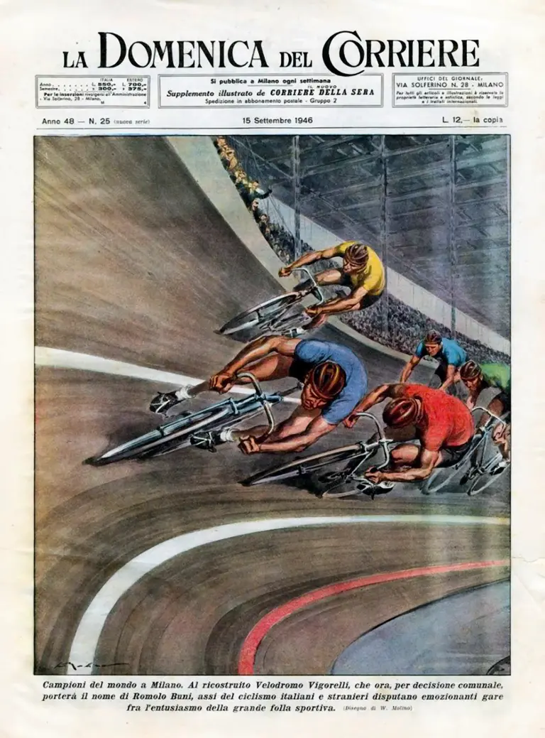 La Domenica del Corriere 15 September 1946 Cover — The Vigorelli Reopens — page 1 of 1