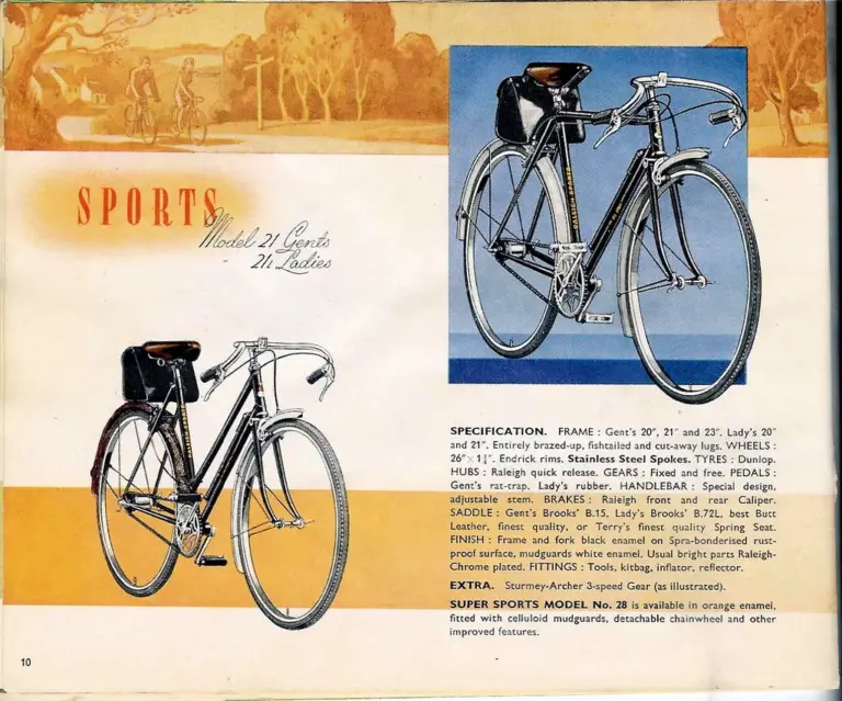 Raleigh Catalog — Sports Model 21 Gents and 21L Ladies (Page 10) — page 1 of 1