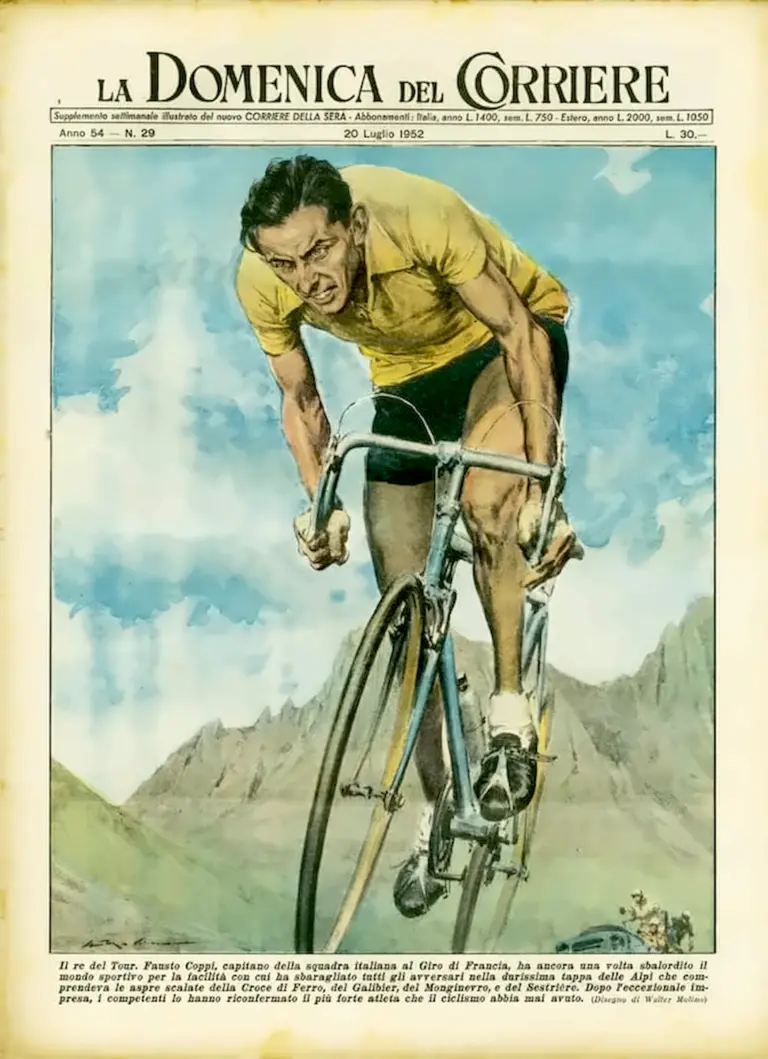 La Domenica del Corriere 20 July 1952 Cover — Coppi, King of the Tour — page 1 of 1