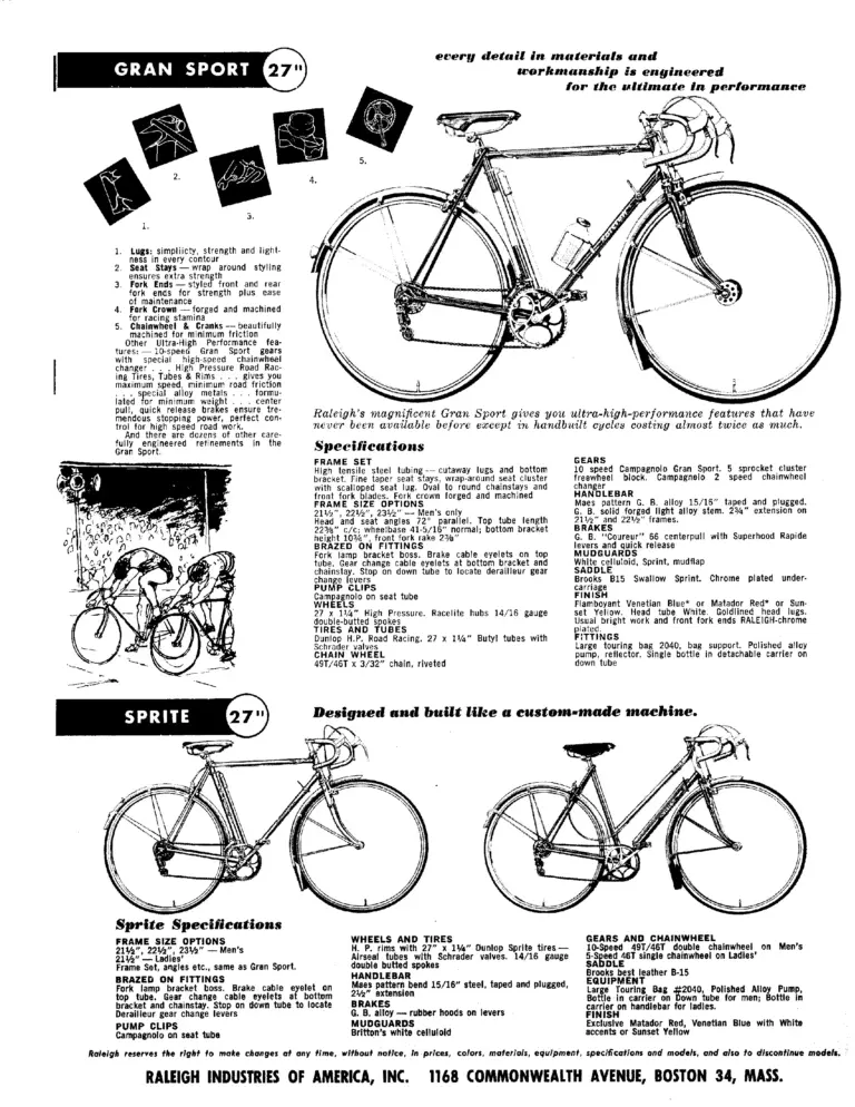 Raleigh 1962 Catalog — Raleigh Goes Places (United States) — page 6 of 6