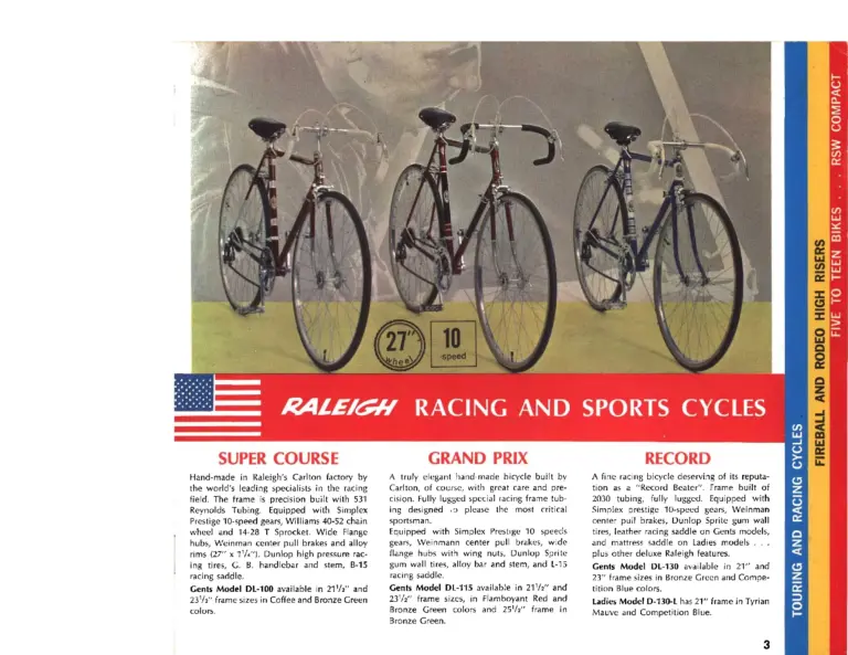 Raleigh 1968 Catalog — The World's Finest Bicycles (United States) — page 3 of 6