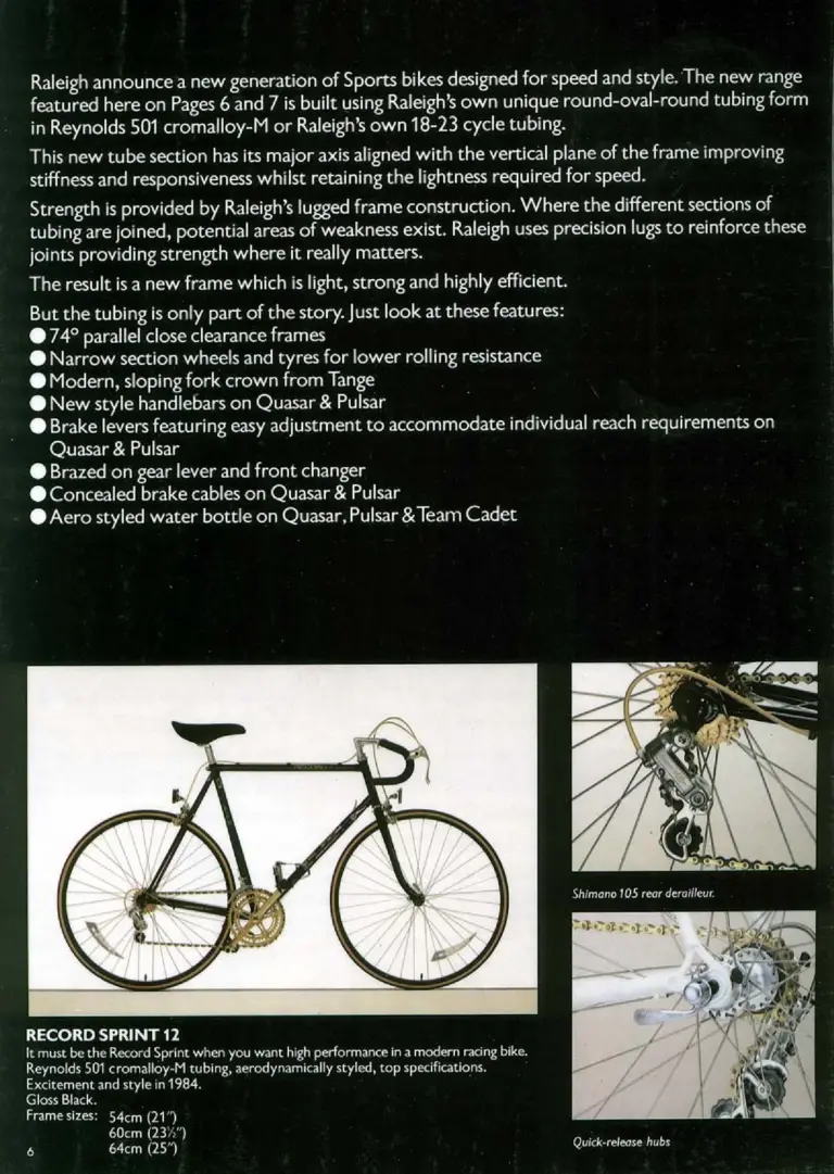 Raleigh 1984 Catalog — Racers: The Race-Bred Raleighs — page 6 of 16