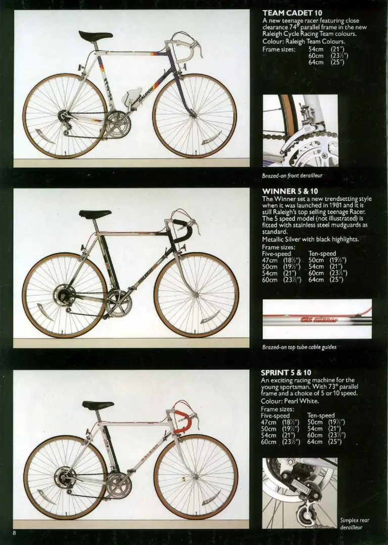 Raleigh 1984 Catalog — Racers: The Race-Bred Raleighs — page 8 of 16