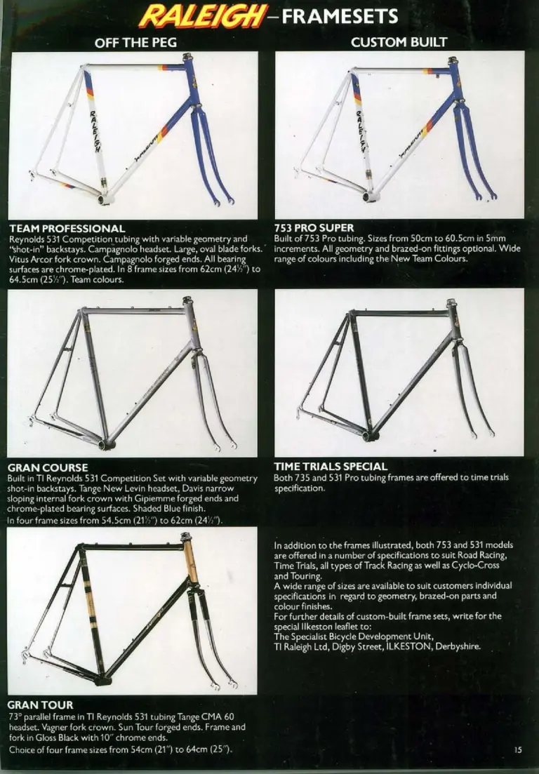 Raleigh 1984 Catalog — Racers: The Race-Bred Raleighs — page 15 of 16