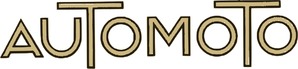 Automoto logo, the name in outlined gold capitals with a tall T