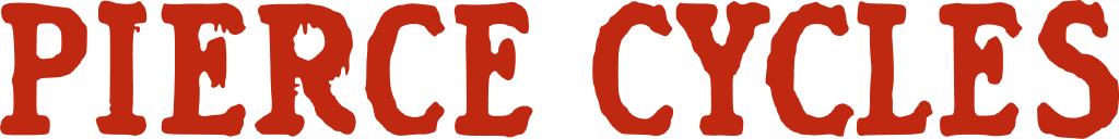 Pierce logo, PIERCE CYCLES in red serif capitals