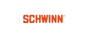 The Schwinn wordmark in orange-red block capitals, centered on a white banner