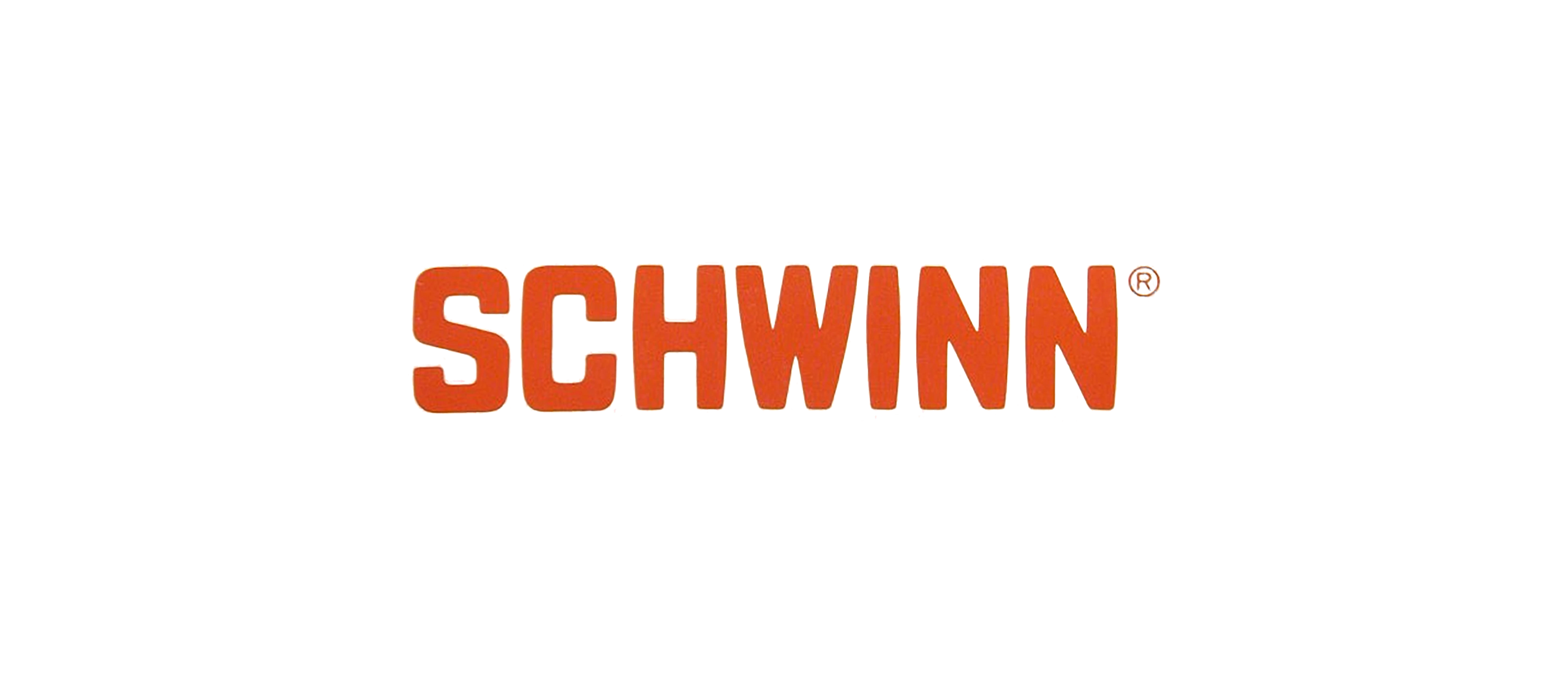 The Schwinn wordmark in orange-red block capitals, centered on a white banner