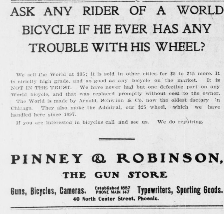 Schwinn 1904 Advertisement — Ask Any Rider of a World Bicycle — page 1 of 1
