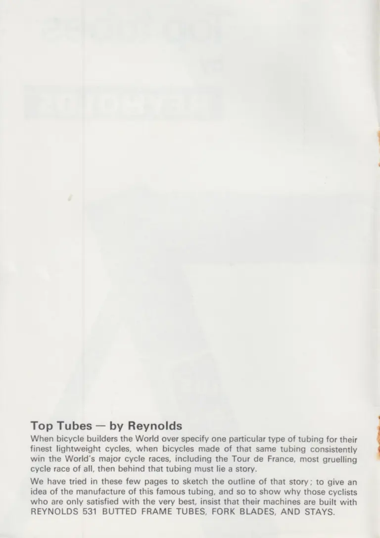 Reynolds 1972 Top Tubes Booklet — How a Tube Is Made and What the 531 Decals Guarantee — page 2 of 12