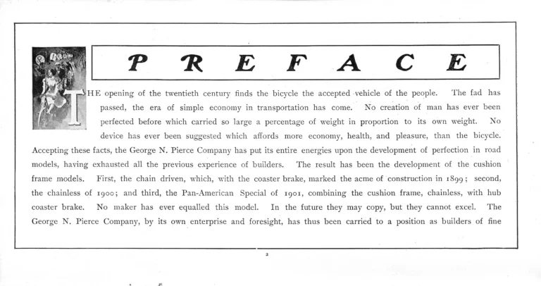 Pierce 1901 Catalog — The Eleventh Annual Catalogue, from the Regular Line to the Cushion Frame Chainless and the Pan-American Special — page 3 of 34