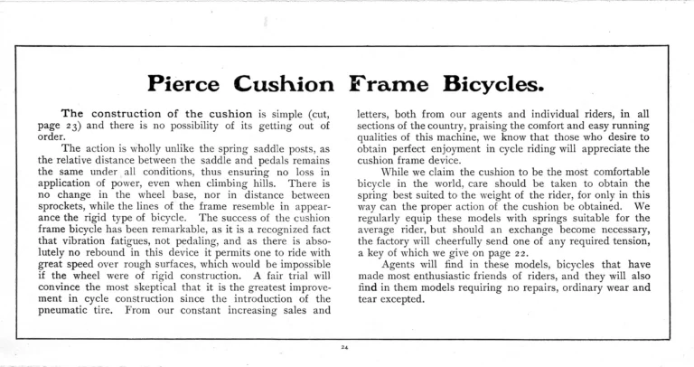 Pierce 1901 Catalog — The Eleventh Annual Catalogue, from the Regular Line to the Cushion Frame Chainless and the Pan-American Special — page 25 of 34