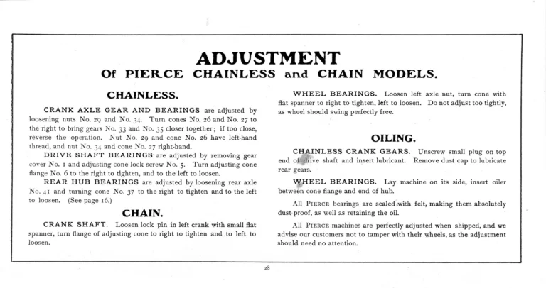 Pierce 1901 Catalog — The Eleventh Annual Catalogue, from the Regular Line to the Cushion Frame Chainless and the Pan-American Special — page 29 of 34