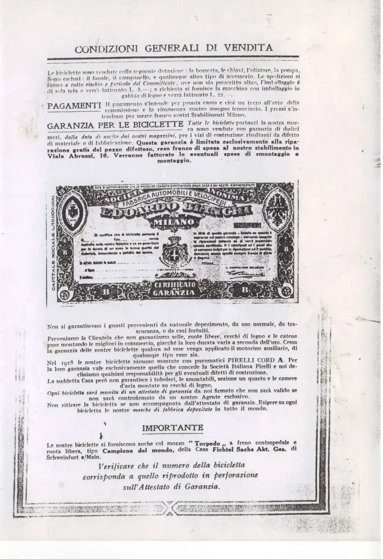 Bianchi 1928 Catalog — Biciclette: Touring, Racing and Children's Bicycles, with Bianchi Motorcycles and Cars — page 2 of 15