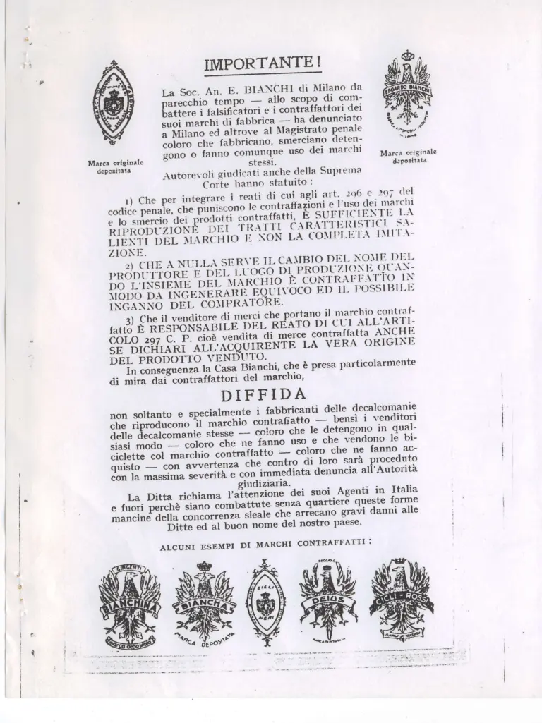 Bianchi 1928 Catalog — Biciclette: Touring, Racing and Children's Bicycles, with Bianchi Motorcycles and Cars — page 15 of 15