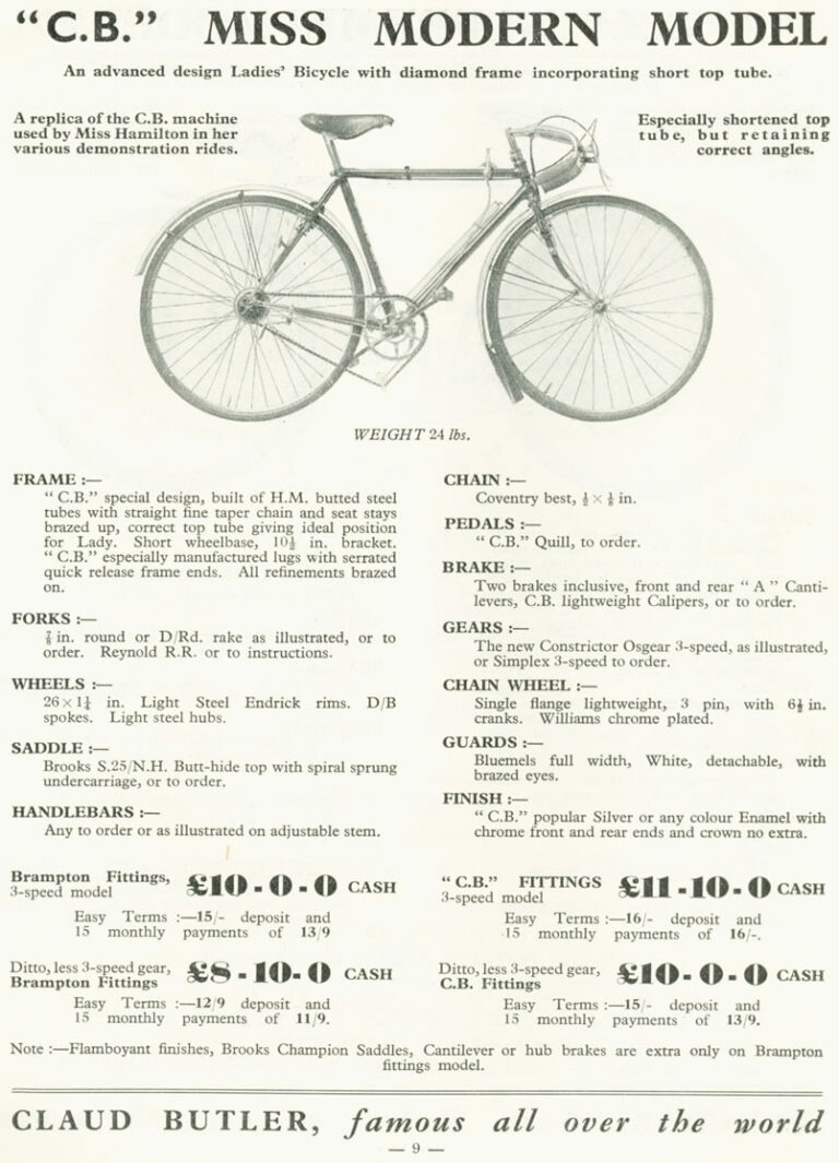 Claud Butler 1936 Catalog — Lightweight Cycles and Tandems, from the All-Rounder to the Record Olympic — page 9 of 28