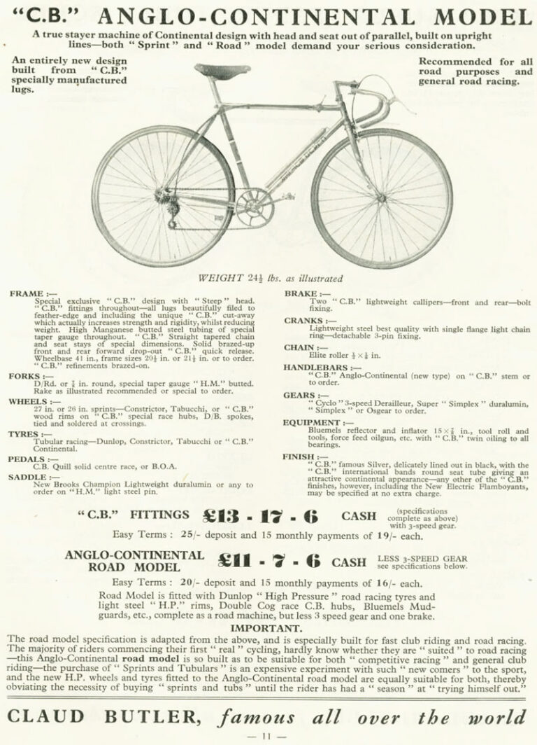 Claud Butler 1936 Catalog — Lightweight Cycles and Tandems, from the All-Rounder to the Record Olympic — page 11 of 28