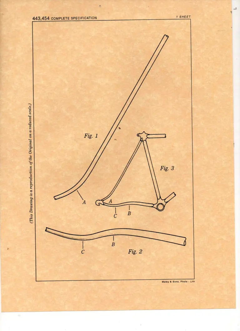 Hetchins Patent No. 443,454 — Curved Seat and Chain Stays, the Vibrant Rear Triangle (Applied 1934, Accepted 1936) — page 2 of 2