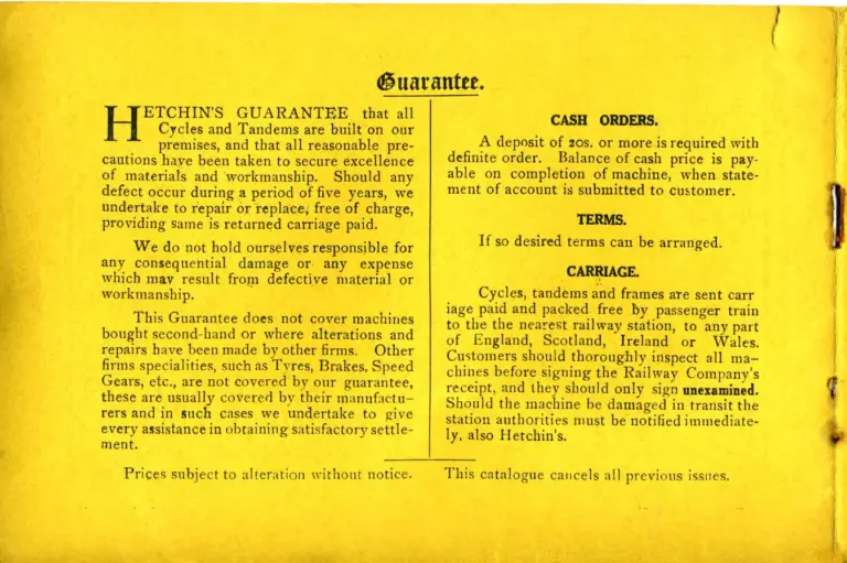 Hetchins 1938 Catalog — Brilliant, Anglo Continental, Tour de France and Toni Merkens Models and the Short Wheel-Base Tandem, with Two Letters — page 2 of 23