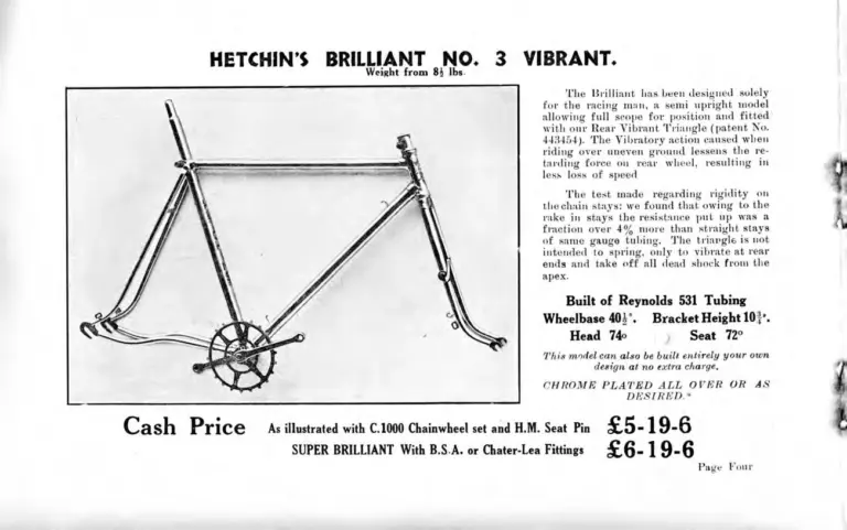 Hetchins 1938 Catalog — Brilliant, Anglo Continental, Tour de France and Toni Merkens Models and the Short Wheel-Base Tandem, with Two Letters — page 6 of 23