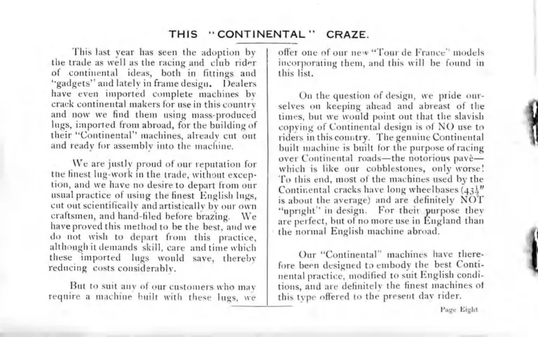 Hetchins 1938 Catalog — Brilliant, Anglo Continental, Tour de France and Toni Merkens Models and the Short Wheel-Base Tandem, with Two Letters — page 10 of 23