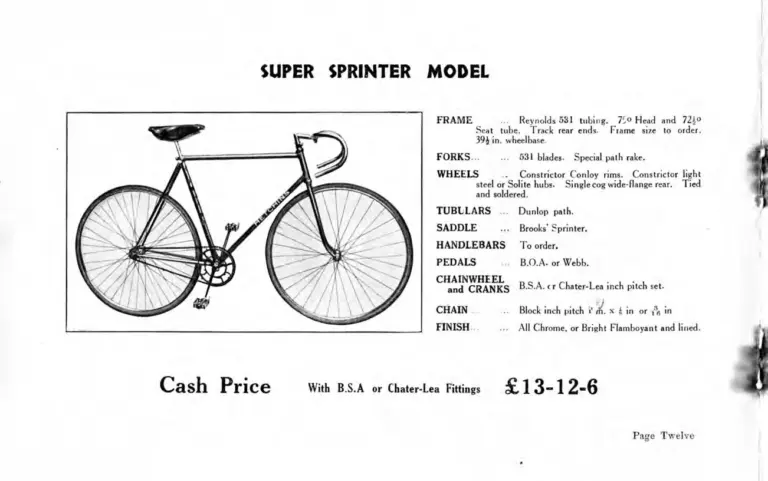 Hetchins 1938 Catalog — Brilliant, Anglo Continental, Tour de France and Toni Merkens Models and the Short Wheel-Base Tandem, with Two Letters — page 14 of 23