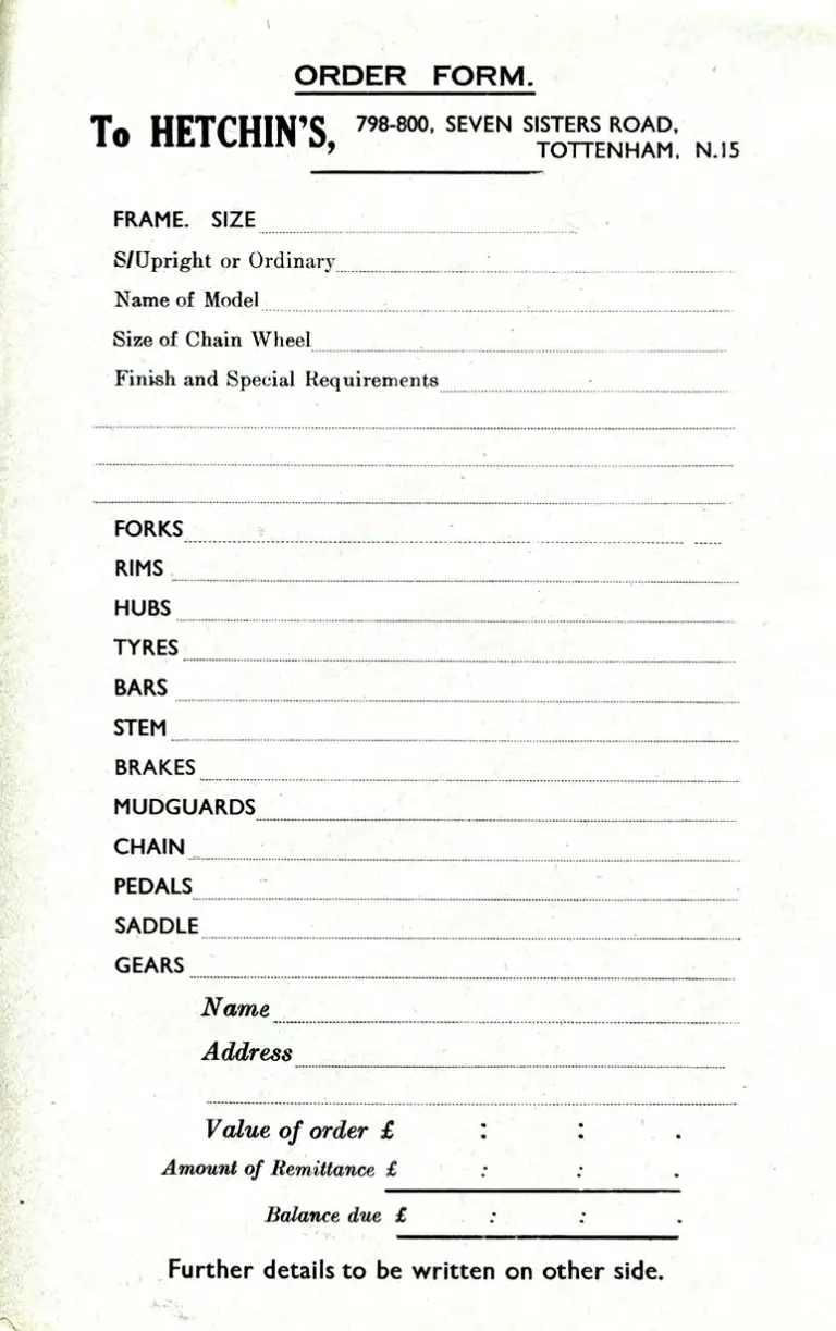 Hetchins 1938 Catalog — Brilliant, Anglo Continental, Tour de France and Toni Merkens Models and the Short Wheel-Base Tandem, with Two Letters — page 21 of 23