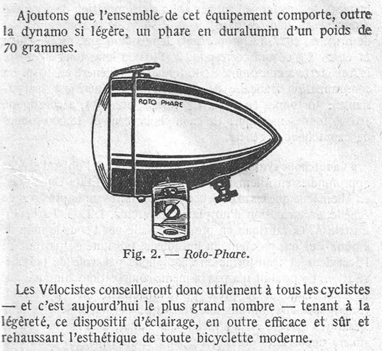Le Roto-Phare en duralumin — L'Officiel, 16 January 1938, the 603 Dural Dynamo and Headlamp — page 2 of 2