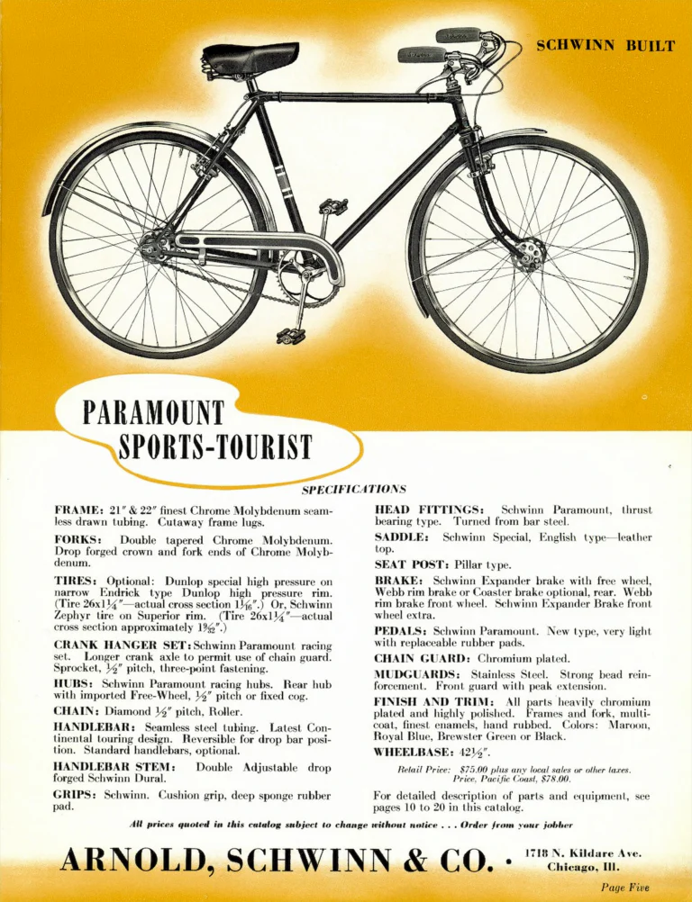 Schwinn 1938 Paramount and Superior Catalog — Racing and Sports Touring Bicycles and the Lightweight Parts — page 5 of 20