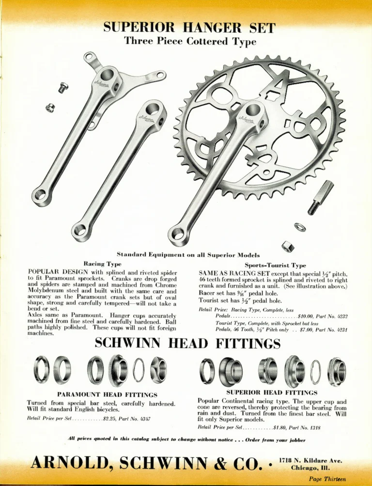 Schwinn 1938 Paramount and Superior Catalog — Racing and Sports Touring Bicycles and the Lightweight Parts — page 13 of 20