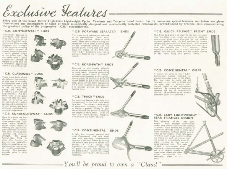Claud Butler 1939 Catalog — Lightweight Bicycles, Tandems and Tricycles, with the 1938 Wembley Six-Day Winners — page 4 of 32