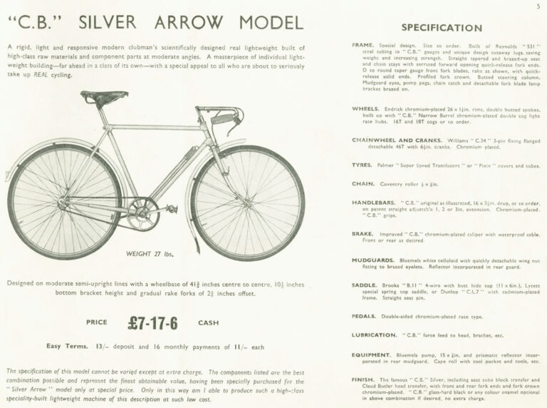 Claud Butler 1939 Catalog — Lightweight Bicycles, Tandems and Tricycles, with the 1938 Wembley Six-Day Winners — page 8 of 32