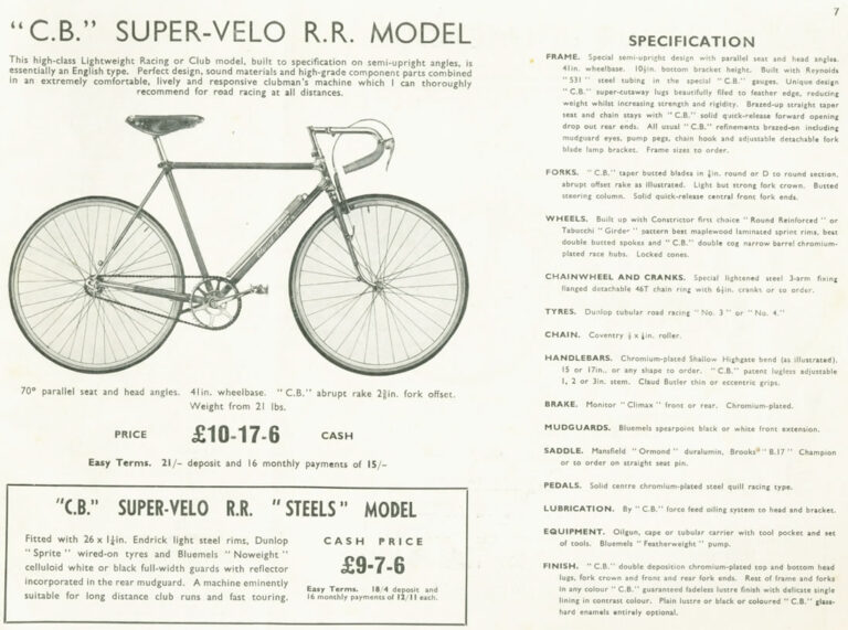 Claud Butler 1939 Catalog — Lightweight Bicycles, Tandems and Tricycles, with the 1938 Wembley Six-Day Winners — page 10 of 32