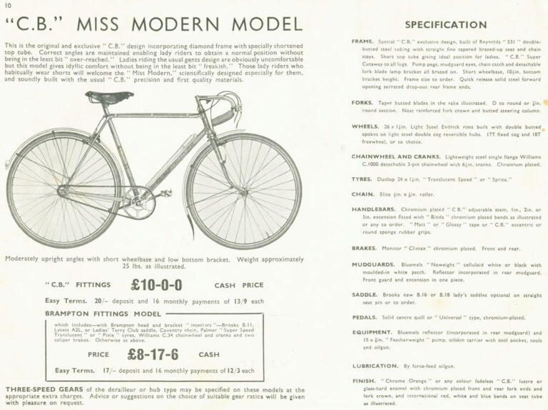 Claud Butler 1939 Catalog — Lightweight Bicycles, Tandems and Tricycles, with the 1938 Wembley Six-Day Winners — page 13 of 32