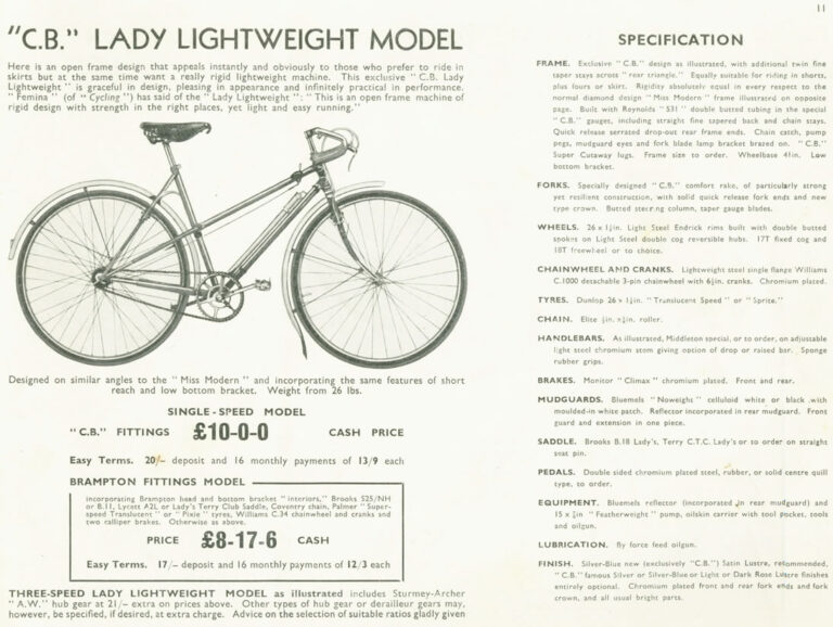 Claud Butler 1939 Catalog — Lightweight Bicycles, Tandems and Tricycles, with the 1938 Wembley Six-Day Winners — page 14 of 32