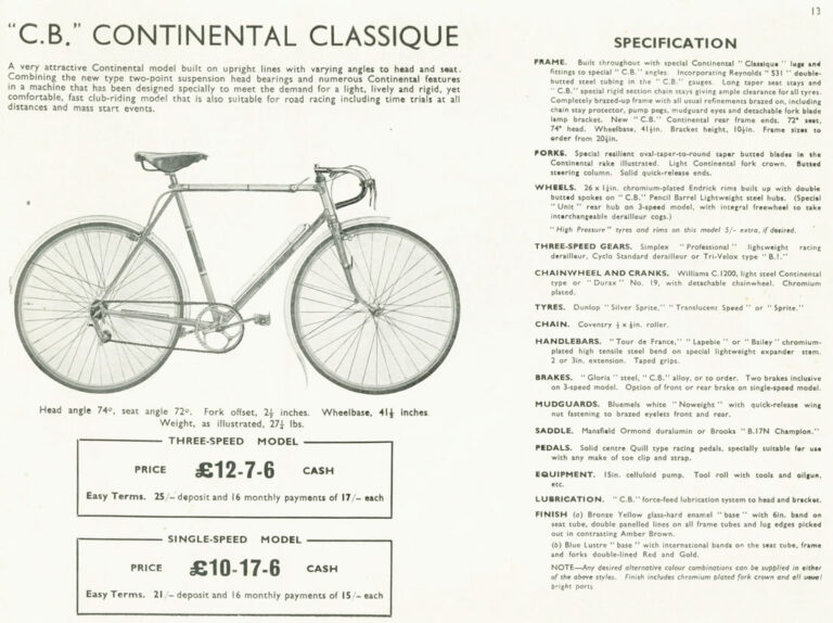 Claud Butler 1939 Catalog — Lightweight Bicycles, Tandems and Tricycles, with the 1938 Wembley Six-Day Winners — page 16 of 32