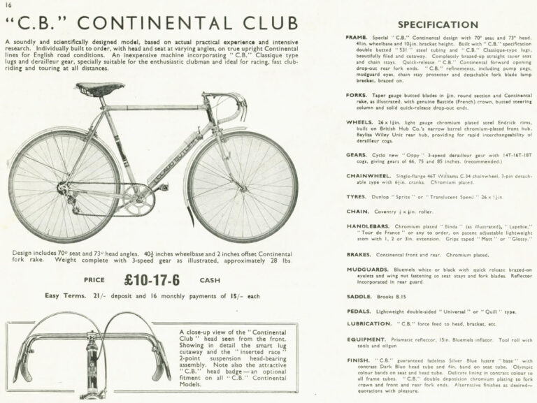 Claud Butler 1939 Catalog — Lightweight Bicycles, Tandems and Tricycles, with the 1938 Wembley Six-Day Winners — page 19 of 32