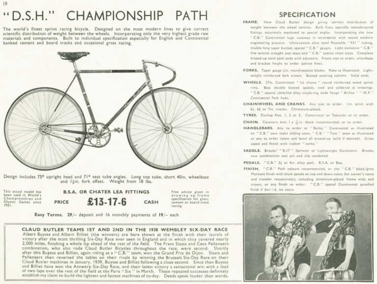 Claud Butler 1939 Catalog — Lightweight Bicycles, Tandems and Tricycles, with the 1938 Wembley Six-Day Winners — page 21 of 32