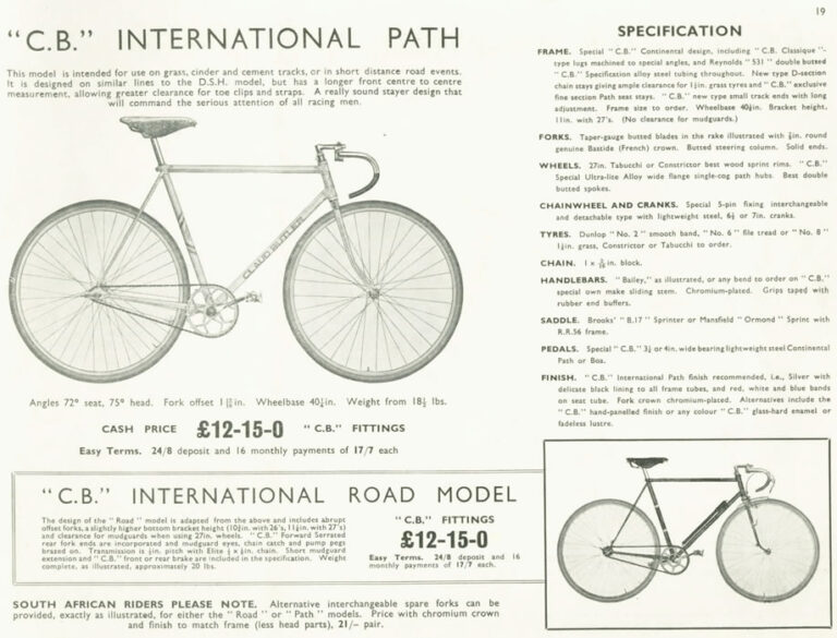 Claud Butler 1939 Catalog — Lightweight Bicycles, Tandems and Tricycles, with the 1938 Wembley Six-Day Winners — page 22 of 32