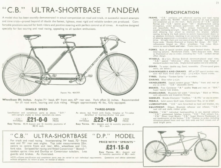 Claud Butler 1939 Catalog — Lightweight Bicycles, Tandems and Tricycles, with the 1938 Wembley Six-Day Winners — page 26 of 32